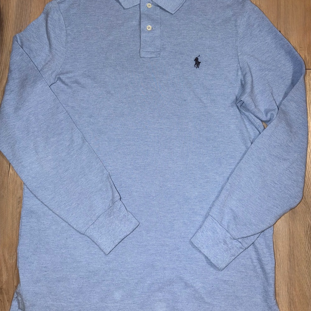 Polo Ralph Lauren Classic Fit Long Sleeve Polo Shirt – Light Blue – Size S - Picture 2 of 8